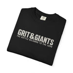 Folded black Grit & Giants Battle Tee featuring The Battle Belongs to the Lord graphic.