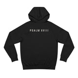 Back of black Grit & Giants Foundation Hoodie featuring Psalm XVIII.