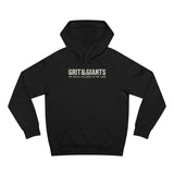 Black Grit & Giants Foundation Hoodie featuring The Battle Belongs to the Lord front graphic.