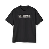 Black Grit & Giants Heavyweight Tee featuring The Battle Belongs to the Lord front graphic.