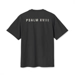 Back of Faded Black Grit & Giants Heavyweight Tee featuring Psalm XVIII.