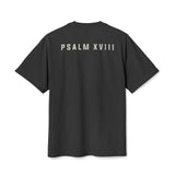Back of Faded Black Grit & Giants Heavyweight Tee featuring Psalm XVIII.