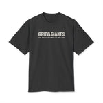 Faded Black Grit & Giants Heavyweight Tee featuring The Battle Belongs to the Lord front graphic.