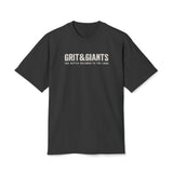 Faded Black Grit & Giants Heavyweight Tee featuring The Battle Belongs to the Lord front graphic.