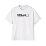 Front of the white Grit & Giants Heavyweight Tee featuring The Battle Belongs to the Lord.
