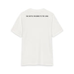 Back of the White Smoke Grit & Giants Overcomer Training Tee with The Battle Belongs to the Lord print.