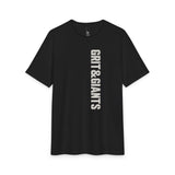Black Grit & Giants Refuge Training Tee featuring the vertical front logo.