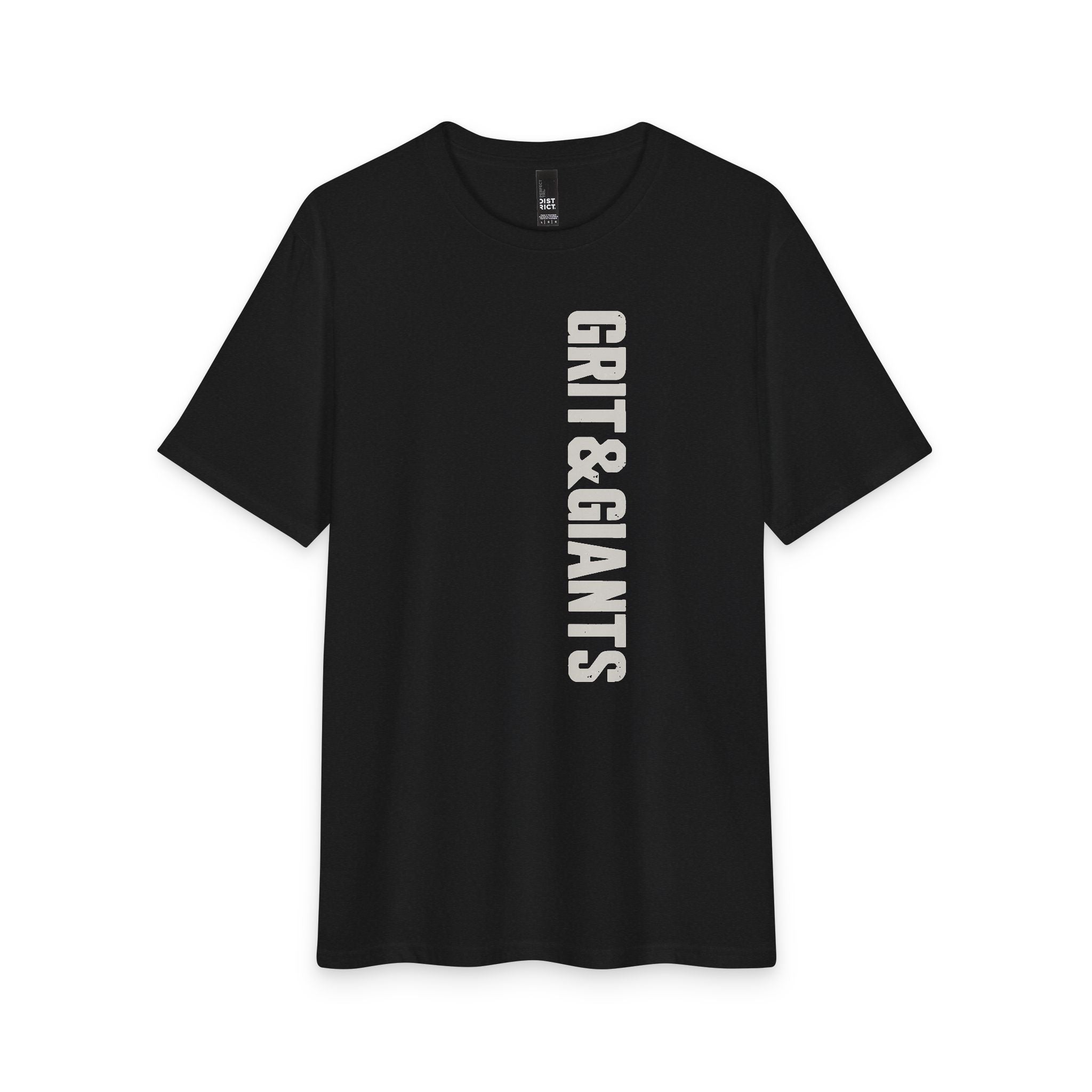 Black Frost Grit & Giants Refuge Training Tee featuring the vertical front logo.