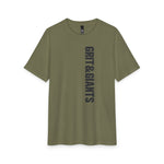 Military Green Grit & Giants Refuge Training Tee featuring the vertical front logo.