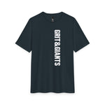 New Navy Grit & Giants Refuge Training Tee featuring the vertical front logo.