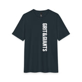 New Navy Grit & Giants Refuge Training Tee featuring the vertical front logo.