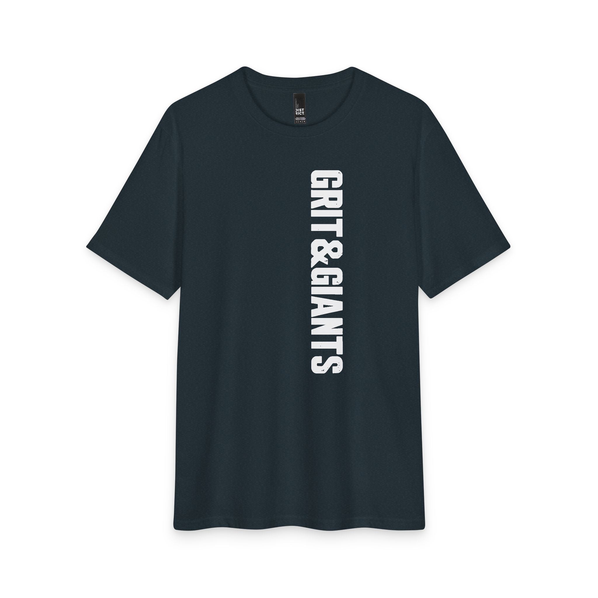New Navy Grit & Giants Refuge Training Tee featuring the vertical front logo.