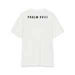 Back of White Smoke Grit & Giants Refuge Training Tee featuring Psalm XVIII.