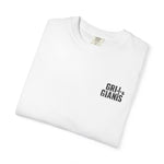 Folded white Grit & Giants Signature Tee featuring the distressed chest logo.