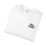 Folded white Grit & Giants Signature Tee featuring the distressed chest logo.