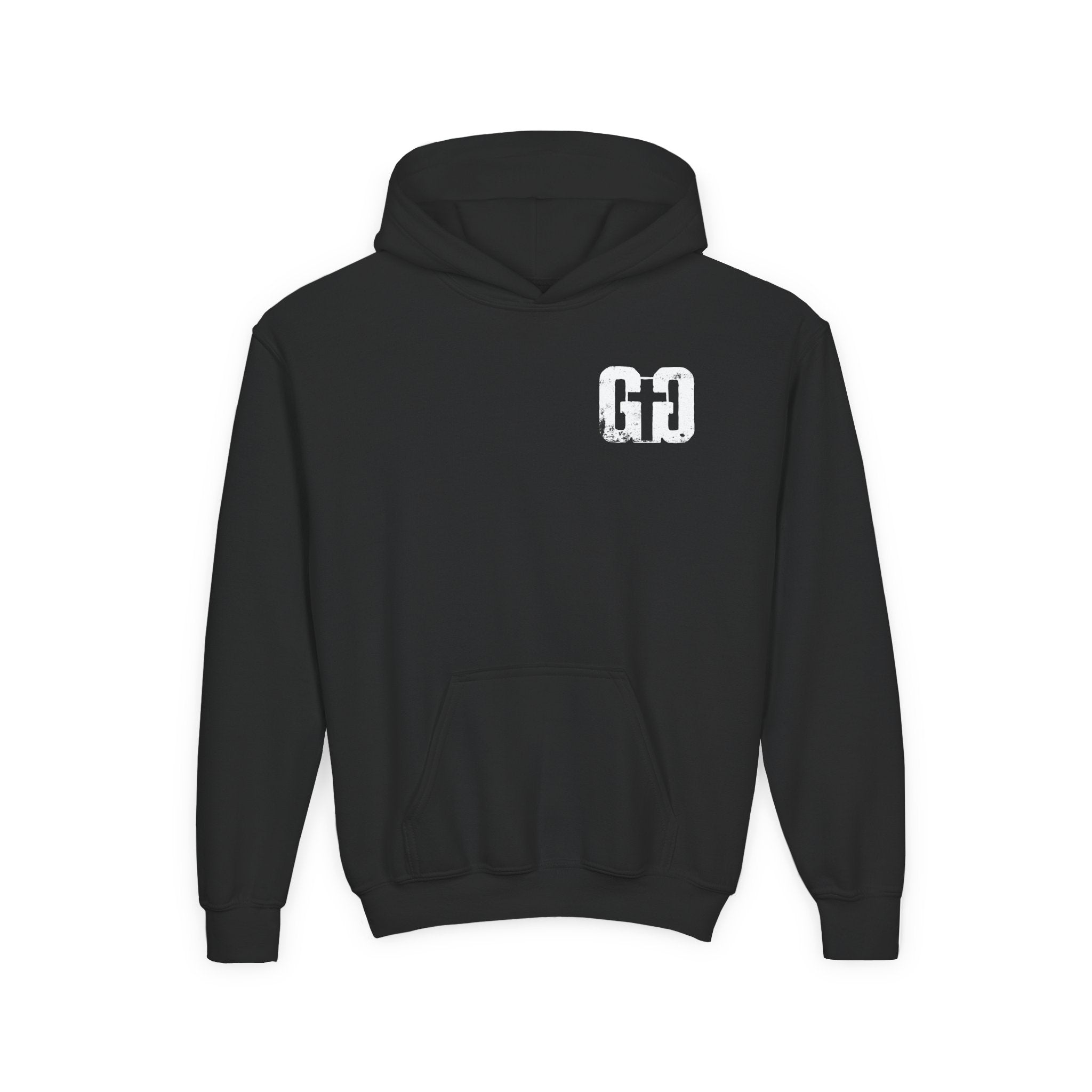 Black Grit & Giants youth Stone Signature Hoodie with distressed white chest logo.