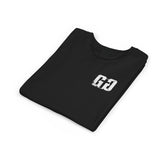 Folded black Grit & Giants youth tee featuring the distressed chest logo.